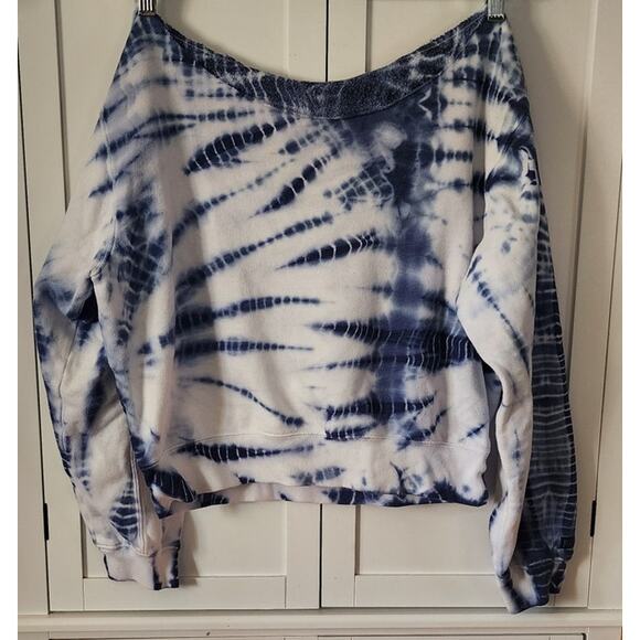 Victoria's Secret Pink Tie Dye Off The Shoulders Wide Neck Sweatshirt Size Large - Picture 1 of 3